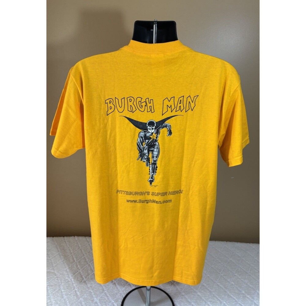 Vintage 2001 Fruit Of The Loom Burgh Man Pittsburgh Superhero USA Made Tee Large